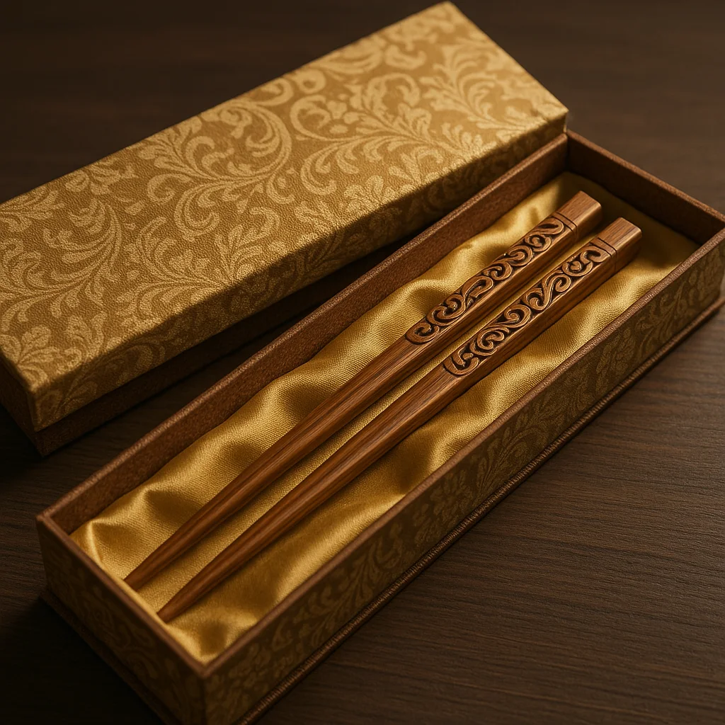 Palillos de madera grabados